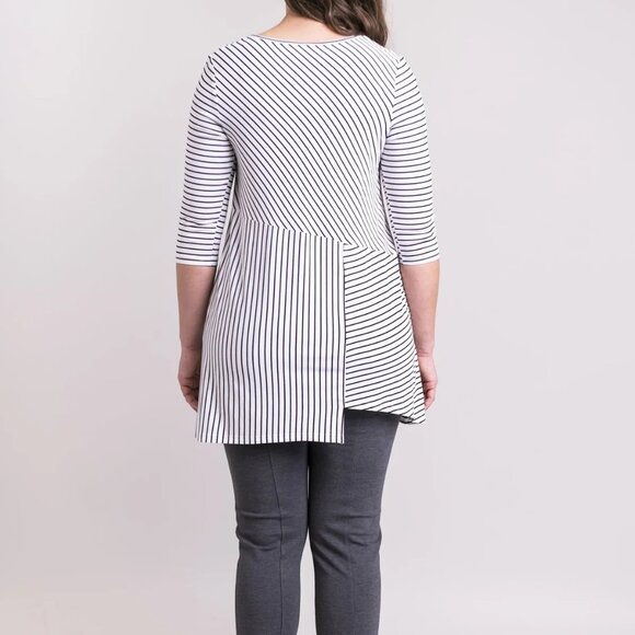 Blue Sky Charming Tunic Black & White Small Stripe, Bamboo - Picture 3 of 6